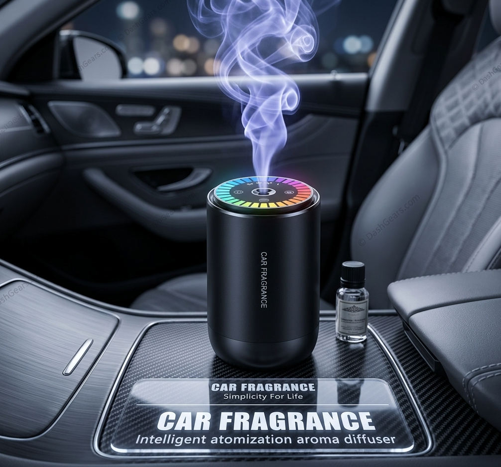 Premium Smart Ultrasonic Car Aroma Diffuser “ Automatic Start/Stop, 3 Mist Modes, Rechargeable Wireless Atomizer (Matte Black)